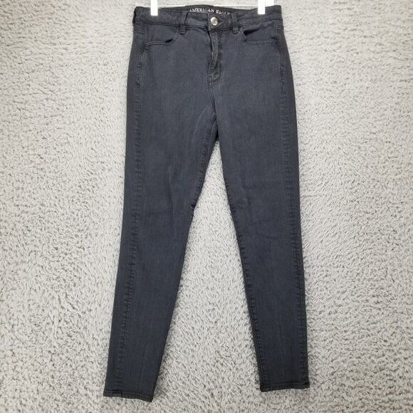 American Eagle Outfitters Jeans Womens 8 Black Hi-Rise Jegging Stretch Denim - Picture 1 of 12